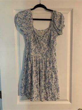 Aeropostale White Mini Dress with Blue Floral Print